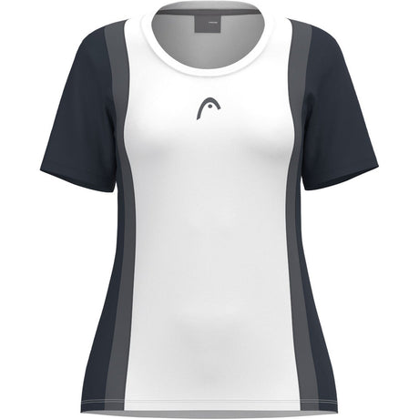 Head Club 25 Tech T-shirt voor dames in wit met donkerblauwe mouwen en zijpanelen