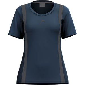 Head Club 25 Tech T-shirt voor dames in donkerblauw met grijze zijpanelen