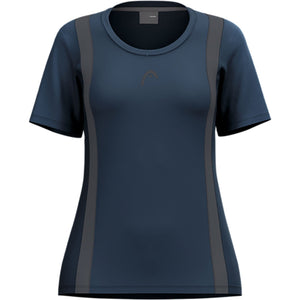 Head Club 25 Tech T-shirt voor dames in donkerblauw met grijze zijpanelen