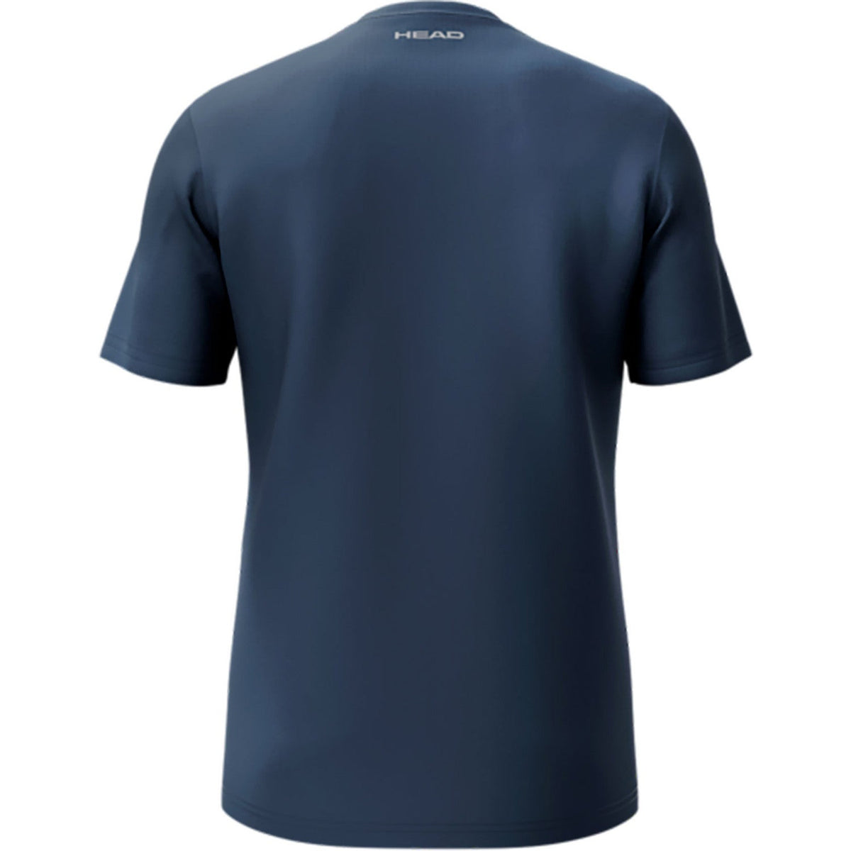 Achterzijde van het donkerblauwe Head Club 25 Tech T-shirt met HEAD-logo