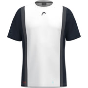 Pánské tričko Head Club 25 Tech v barvě Navy/White – pohled zepředu s tmavě modrými rukávy a šedými bočními panely