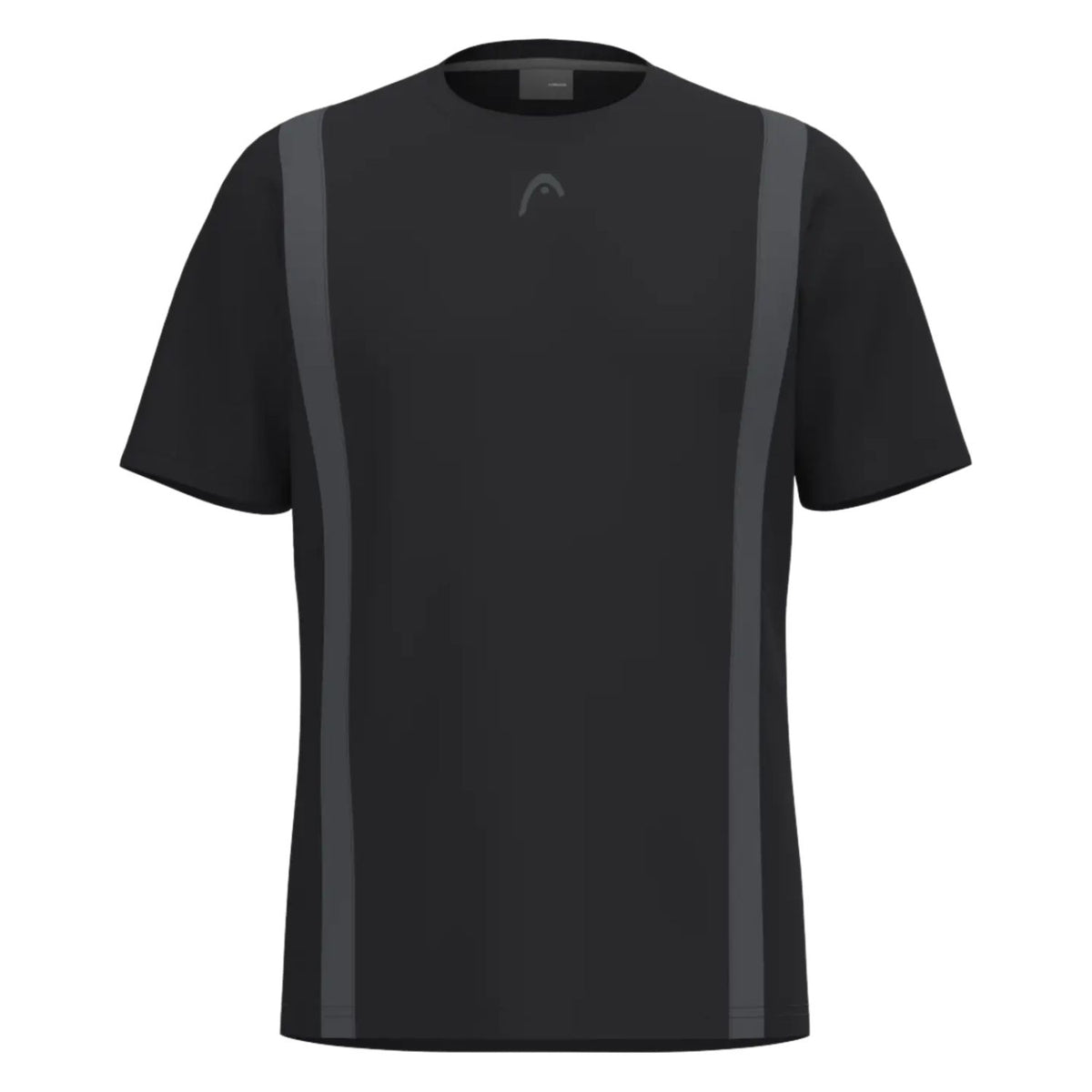 Head Club 25 Tech T-shirt voor heren in zwart met grijze zijstreep, vooraanzicht