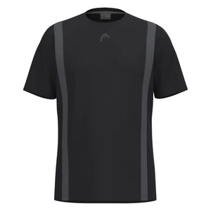 Head Club 25 Tech T-shirt voor heren in zwart met grijze zijstreep, vooraanzicht