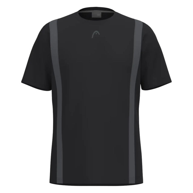 Head Club 25 Tech T-Shirt heren in Black - vooraanzicht met grijze zijpanelen