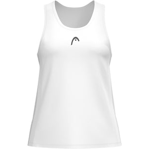 Vooraanzicht van de witte Head Club 25 Tech Tank Top met zwart logo op de borst