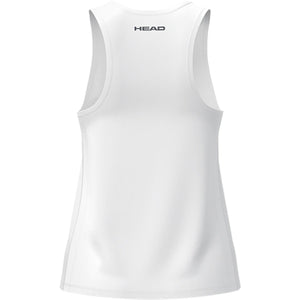 Achterzijde van de witte Head Club 25 Tech Tank Top met racerback en HEAD-logo