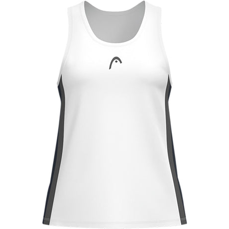 Vooraanzicht van de witte Head Club 25 Tech Tank Top met donkerblauwe zijpanelen
