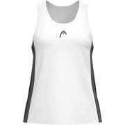 Vooraanzicht van de witte Head Club 25 Tech Tank Top met donkerblauwe zijpanelen