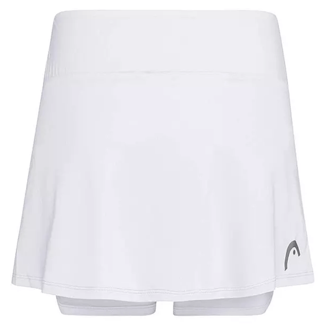 Vooraanzicht van de witte Head Club Basic Skirt met ingebouwd broekje en logo