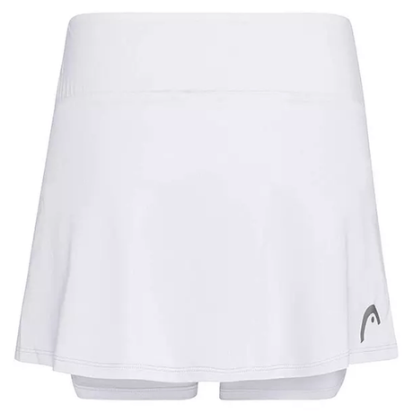 Vooraanzicht van de witte Head Club Basic Skirt met ingebouwd broekje en logo