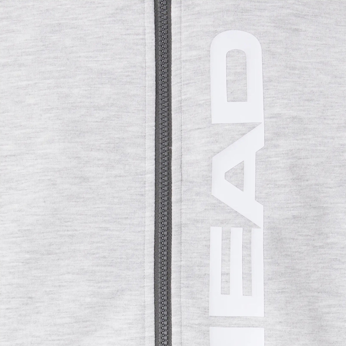 Detail van de Head Club Original Hoodie FZ in Grijs - HEAD-print en rits van dichtbij