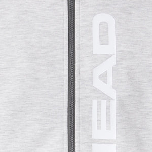Detail van de Head Club Original Hoodie FZ in Grijs - HEAD-print en rits van dichtbij