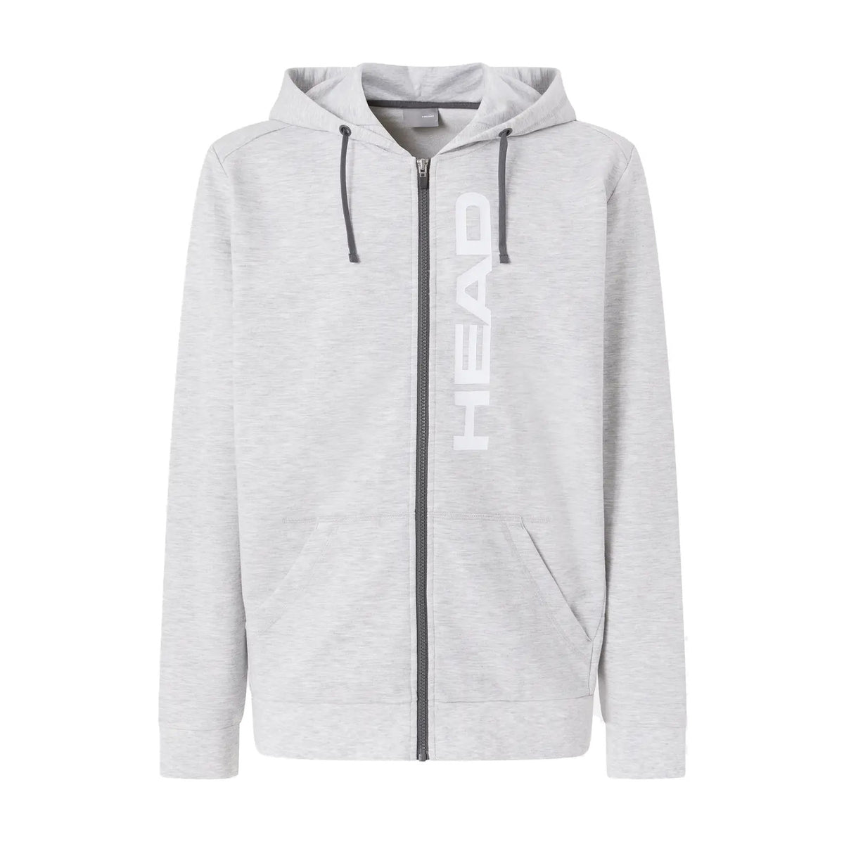 Head Club Original Hoodie FZ heren in Grijs - vooraanzicht met doorlopende rits en HEAD-print