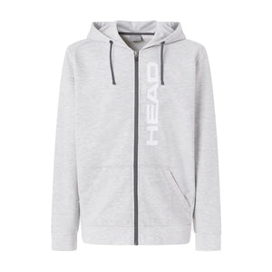 Head Club Original Hoodie FZ heren in Grijs - vooraanzicht met doorlopende rits en HEAD-print