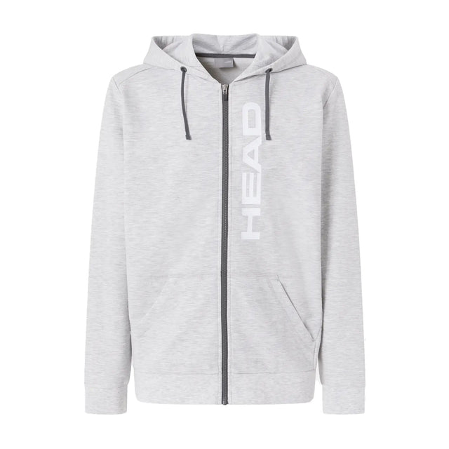 Head Club Original Hoodie FZ heren in Grijs - vooraanzicht met doorlopende rits en HEAD-print