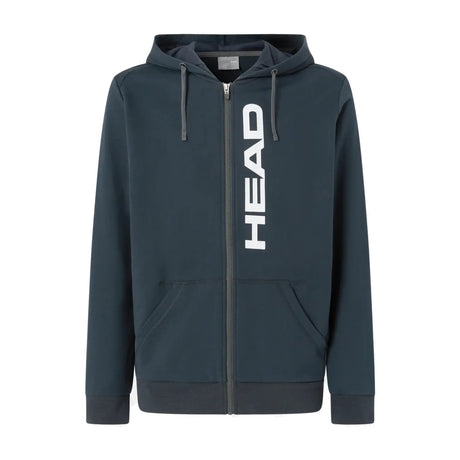 Head Club Original Hoodie FZ heren in Navy - vooraanzicht met doorlopende rits en HEAD-print