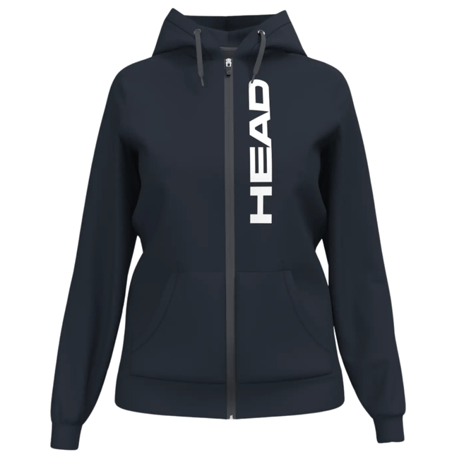 Vooraanzicht van de donkerblauwe Head Club Original Hoodie FZ W met HEAD-opdruk