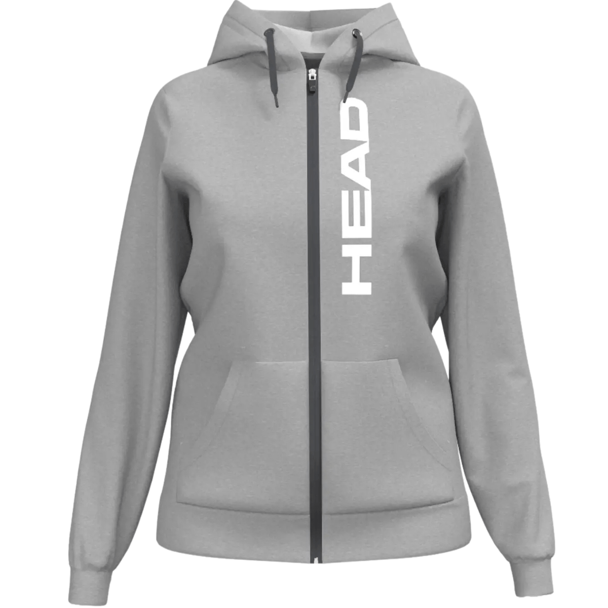 Vooraanzicht van de lichtgrijze Head Club Original Hoodie FZ W met rits en steekzakken