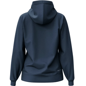 Achterzijde van de donkerblauwe Head Club Original Hoodie W met capuchon en ribboord