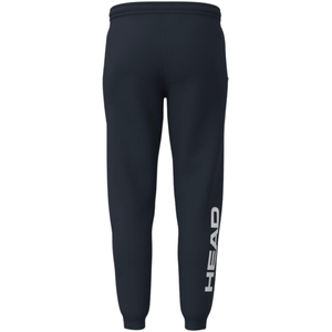 Vooraanzicht van de donkerblauwe Head Club Original Pants met HEAD-opdruk op de pijp