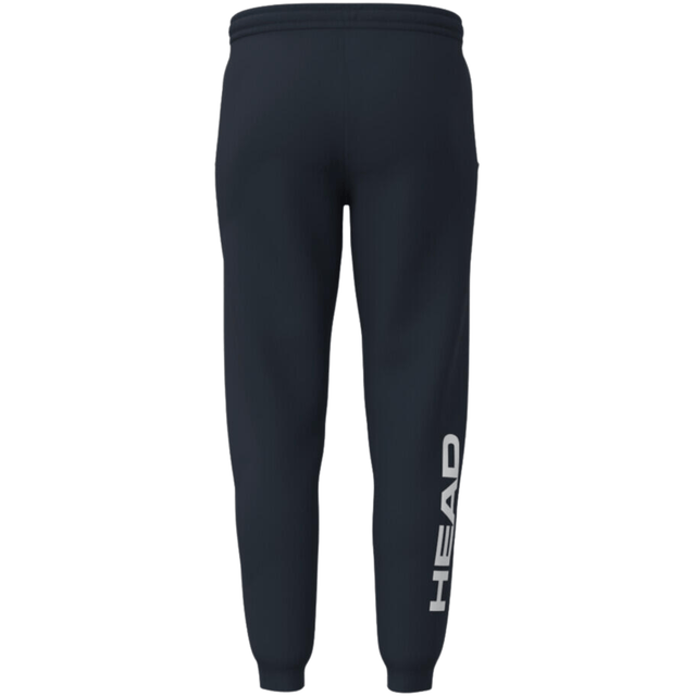 Vooraanzicht van de donkerblauwe Head Club Original Pants met HEAD-opdruk op de pijp
