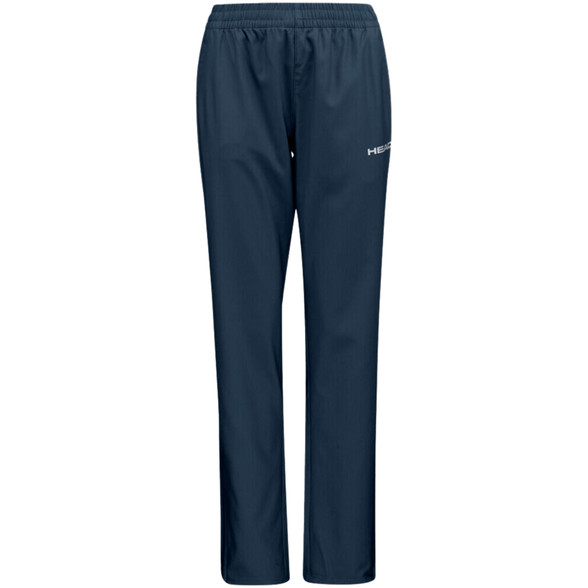 Vooraanzicht van de donkerblauwe Head Club Pants W met wit logo op de heup