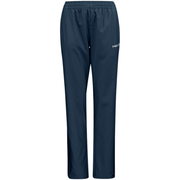 Vooraanzicht van de donkerblauwe Head Club Pants W met wit logo op de heup