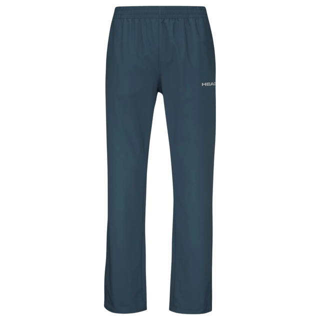 Vooraanzicht van de donkerblauwe Head Club Pants met rechte pijpen en klein logo