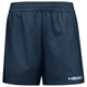 Vooraanzicht van de donkerblauwe Head Club Shorts W met wit HEAD-logo op de pijp