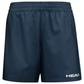 Vooraanzicht van de donkerblauwe Head Club Shorts W met wit HEAD-logo op de pijp