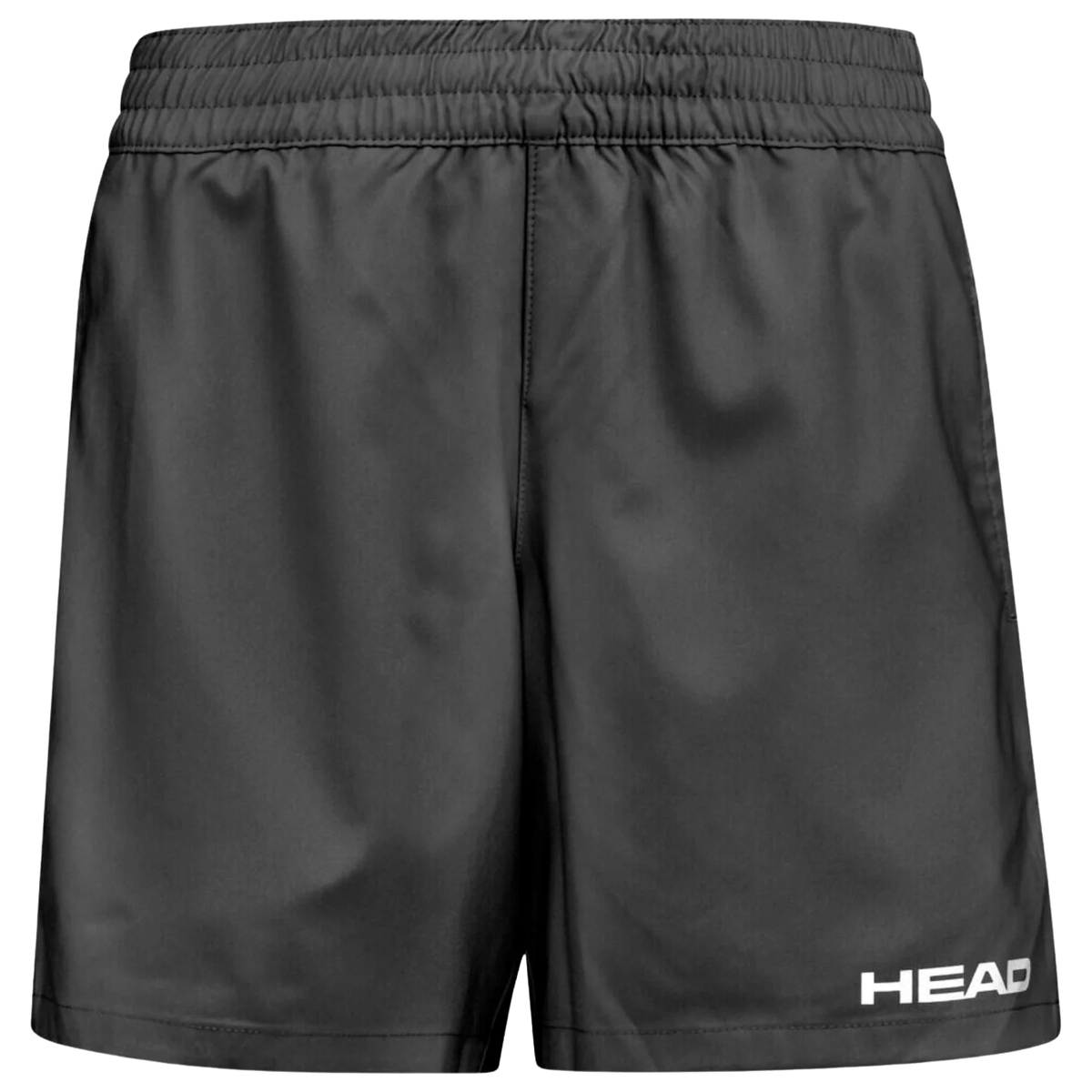 Vooraanzicht van de donkergrijze Head Club Shorts W met wit HEAD-logo op de pijp