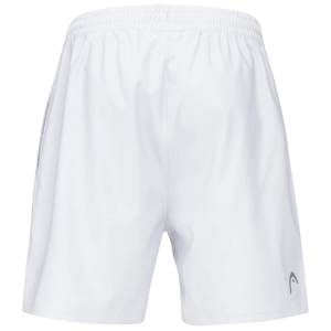 Achterzijde van de witte Head Club Shorts met elastische tailleband en rechte zoom