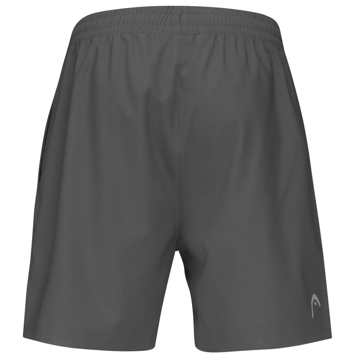 Achterzijde van de donkergrijze Head Club Shorts met rechte pijpen en zoom