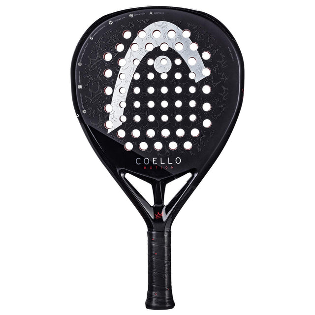 Head Coello Motion 2025 padelracket in zwart met wit Head-logo, vooraanzicht