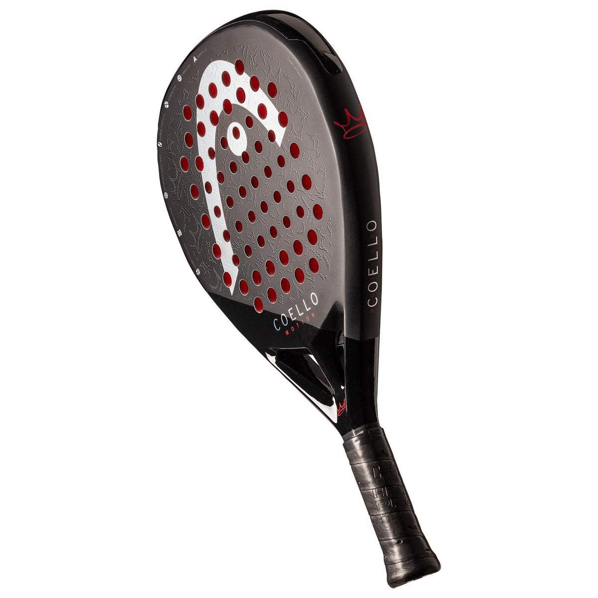 Head Coello Motion 2025 gekanteld met rood bestippeld slagvlak en Coello-opdruk