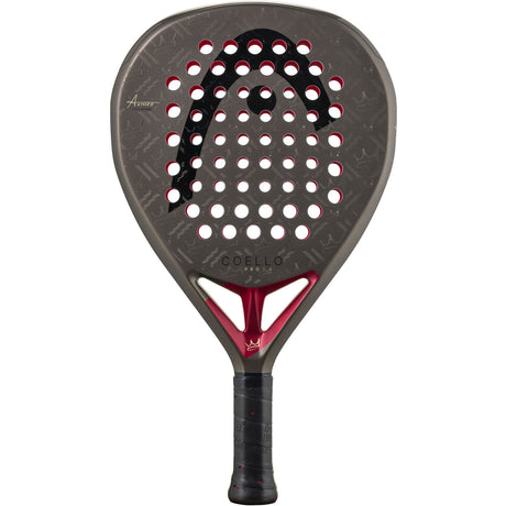 HEAD Coello Pro 2026 padelracket in donkergrijs met bordeauxrood, vooraanzicht