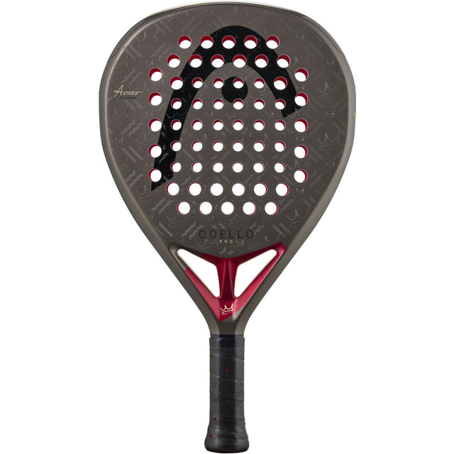 HEAD Coello Pro 2026 padelracket in donkergrijs met bordeauxrood, vooraanzicht