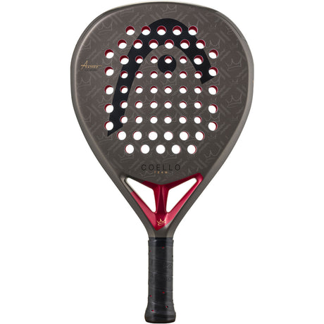 HEAD Coello Team 2026 padelracket in donkergrijs met bordeauxrood, vooraanzicht