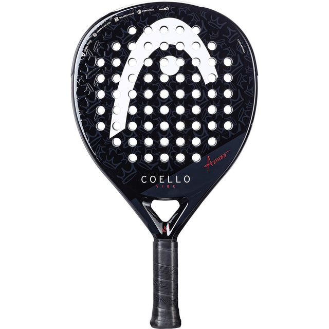 Head Coello Vibe 2025 padelracket in zwart met wit Head-logo, vooraanzicht