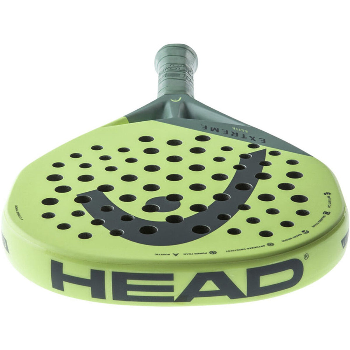Bovenaanzicht van het Head Extreme Elite 2023 met groot HEAD-logo op de framerand