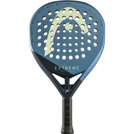 HEAD Extreme Motion 2025 padelracket in staalblauw met mintgroen Head-logo, vooraanzicht