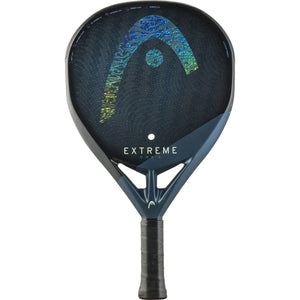 Head Extreme One X 2025 padelracket in donkerblauw met kleurverloop in het Head-logo, vooraanzicht