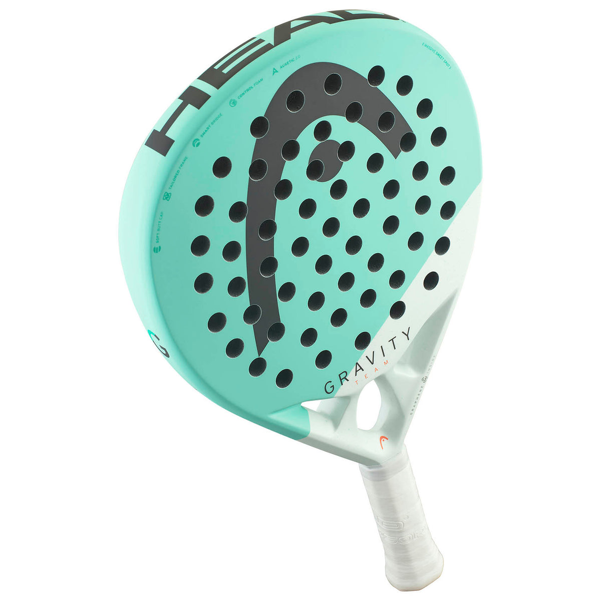 Head Gravity Team 2024 padelracket schuin liggend met zwart HEAD-logo