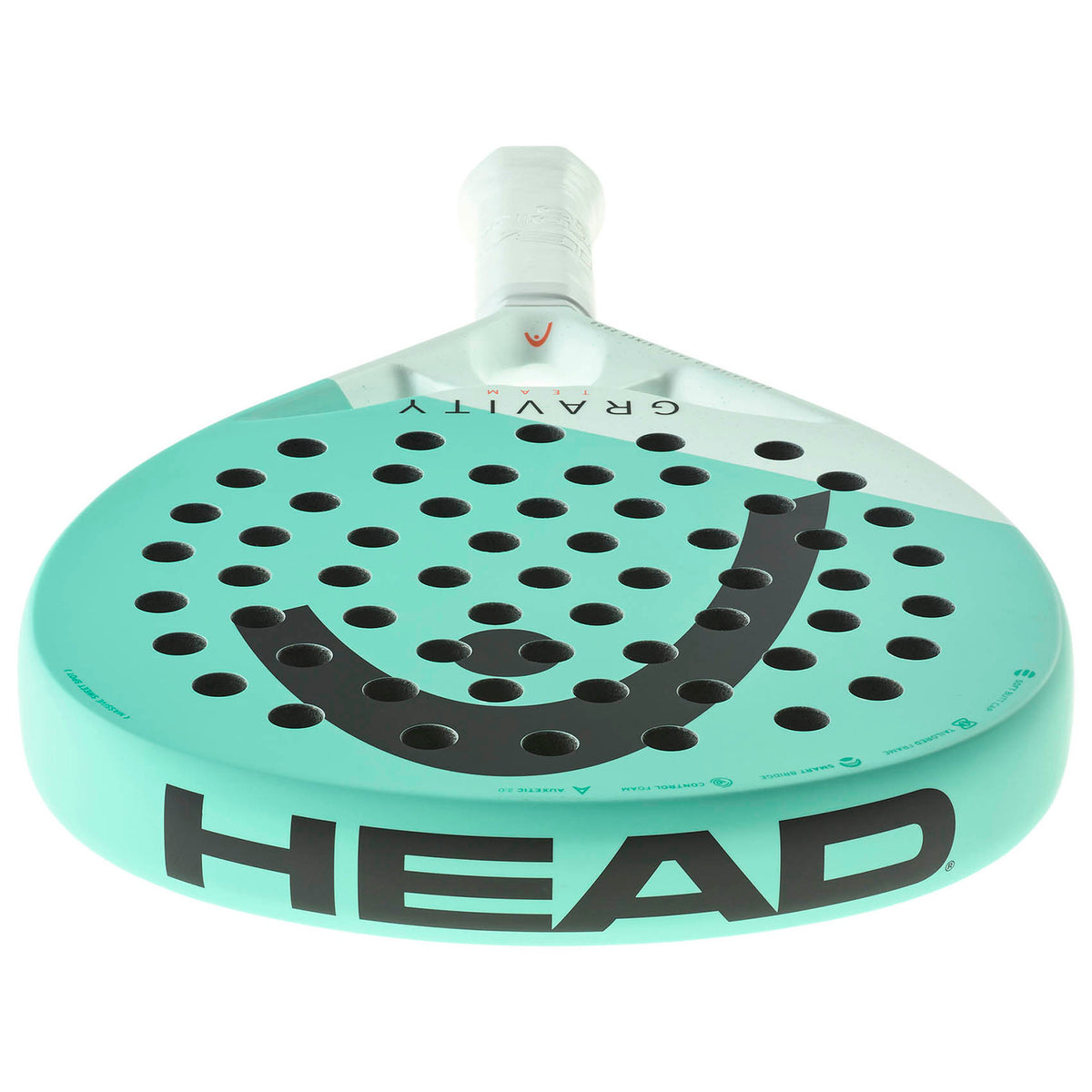 Bovenaanzicht van de Head Gravity Team 2024 met HEAD-wordmark op de framerand