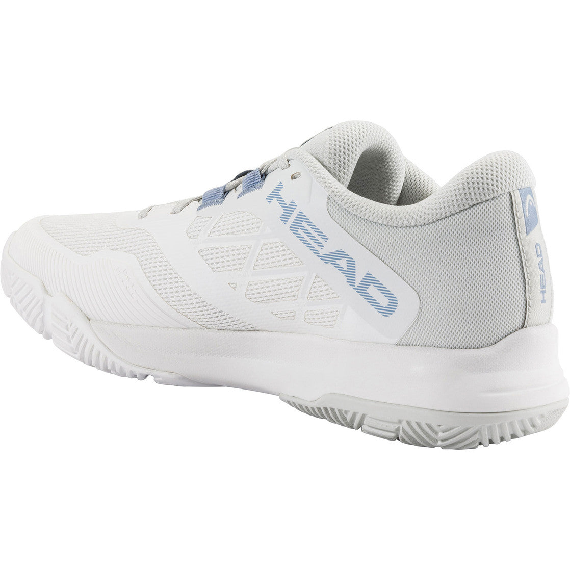 Schuin achteraanzicht van de witte Head Motion Team 1.5 W met grijze hiel