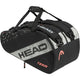 Zijaanzicht van de zwarte Head Team L racketbag met zilvergrijs vlak en Team-opdruk