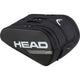 Zijaanzicht van de zwarte Head Tour L racketbag met groot wit Head-logo op de flank