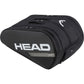 Zijaanzicht van de zwarte Head Tour L racketbag met groot wit Head-logo op de flank