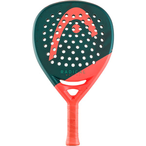 HEAD Radical Motion 2026 padelracket in donkergroen met koraalrood, vooraanzicht