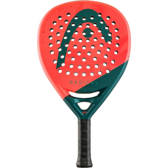 HEAD Radical Team 2026 padelracket in koraalrood met donkergroen, vooraanzicht